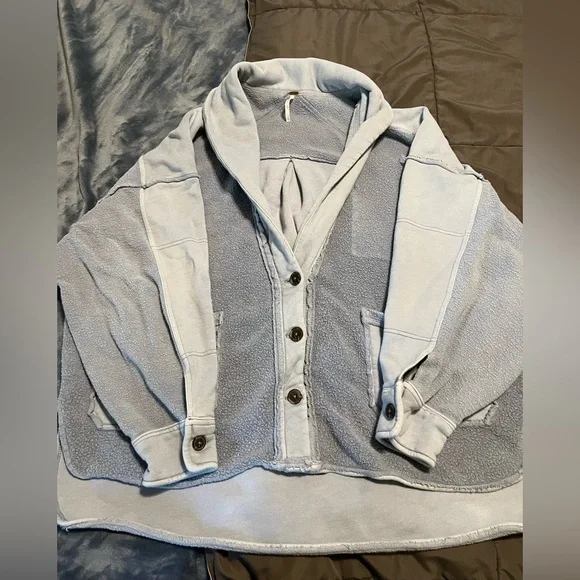 Free People Jordan Oversized Blue Jacket - Picture 2 of 12